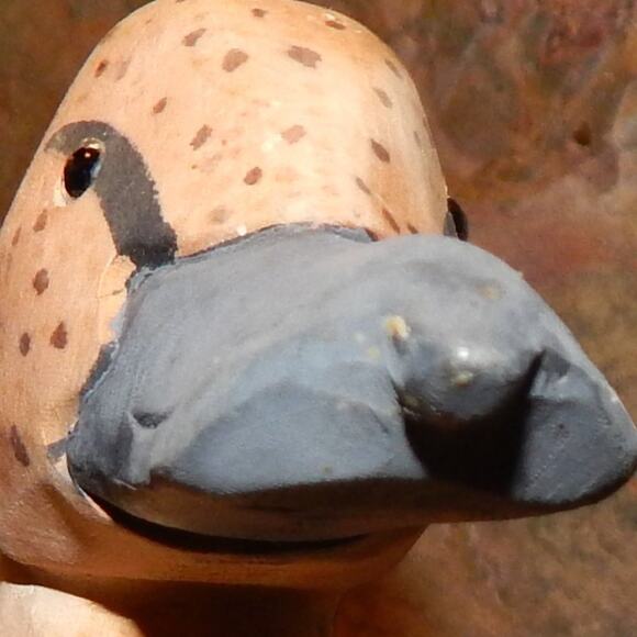 Beautiful Carved Burned & Painted Unmarked Wood Duck  Sculpture - Picture 12 of 12